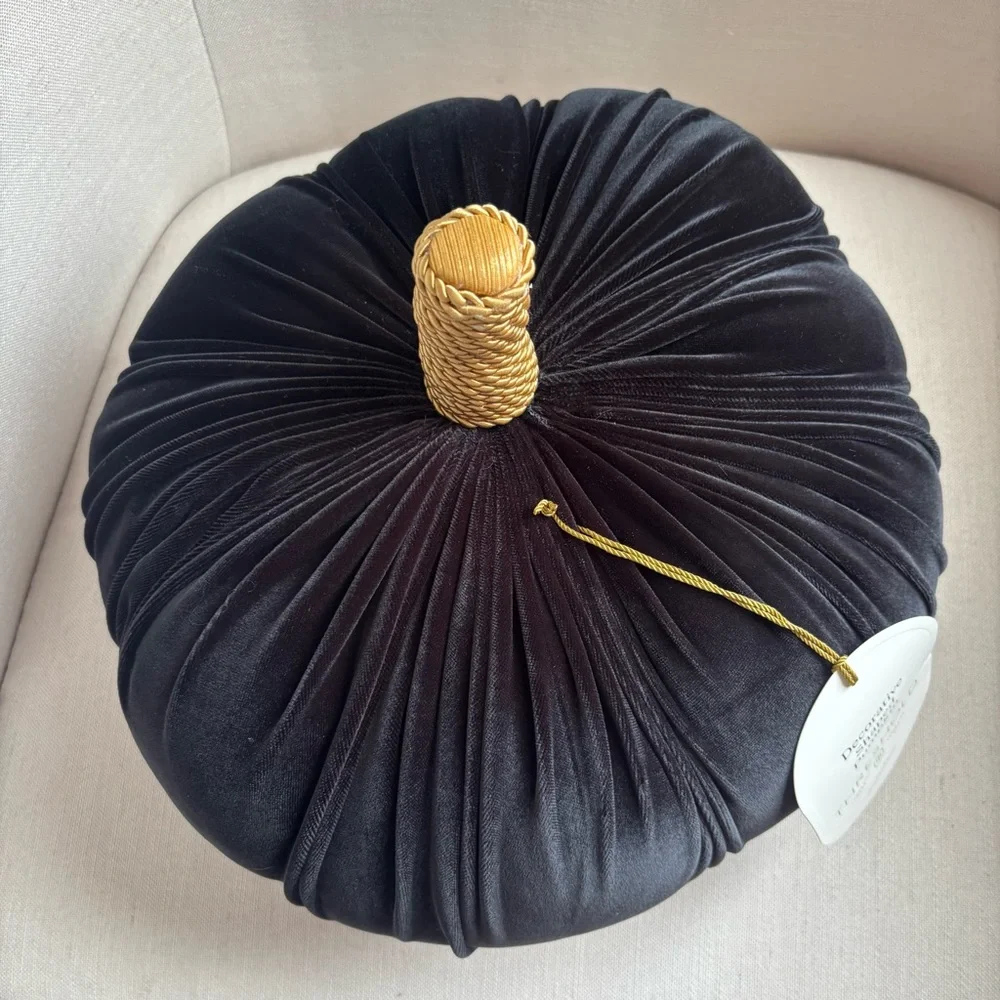 Threshold Decorative Shaped Black Velvet Pumpkin Pillow